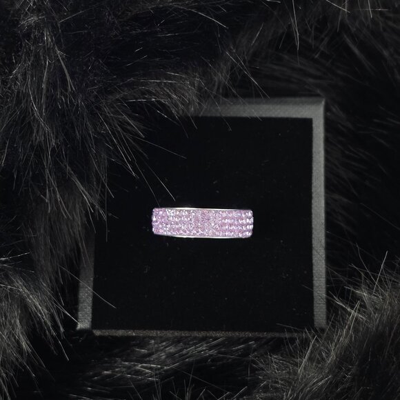 🎁🎅HOT Buy! 925 Silver Swarovski Pave Ring Light Amethyst - Picture 2 of 2